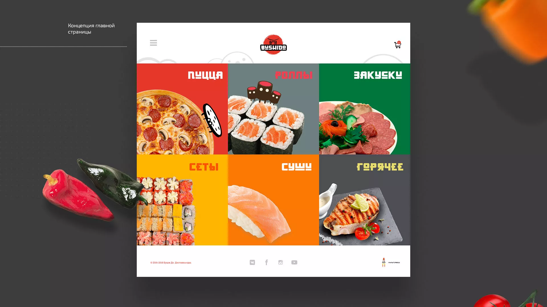 Разработка сайта для пиццерии «BUSHIDO» в Сочи